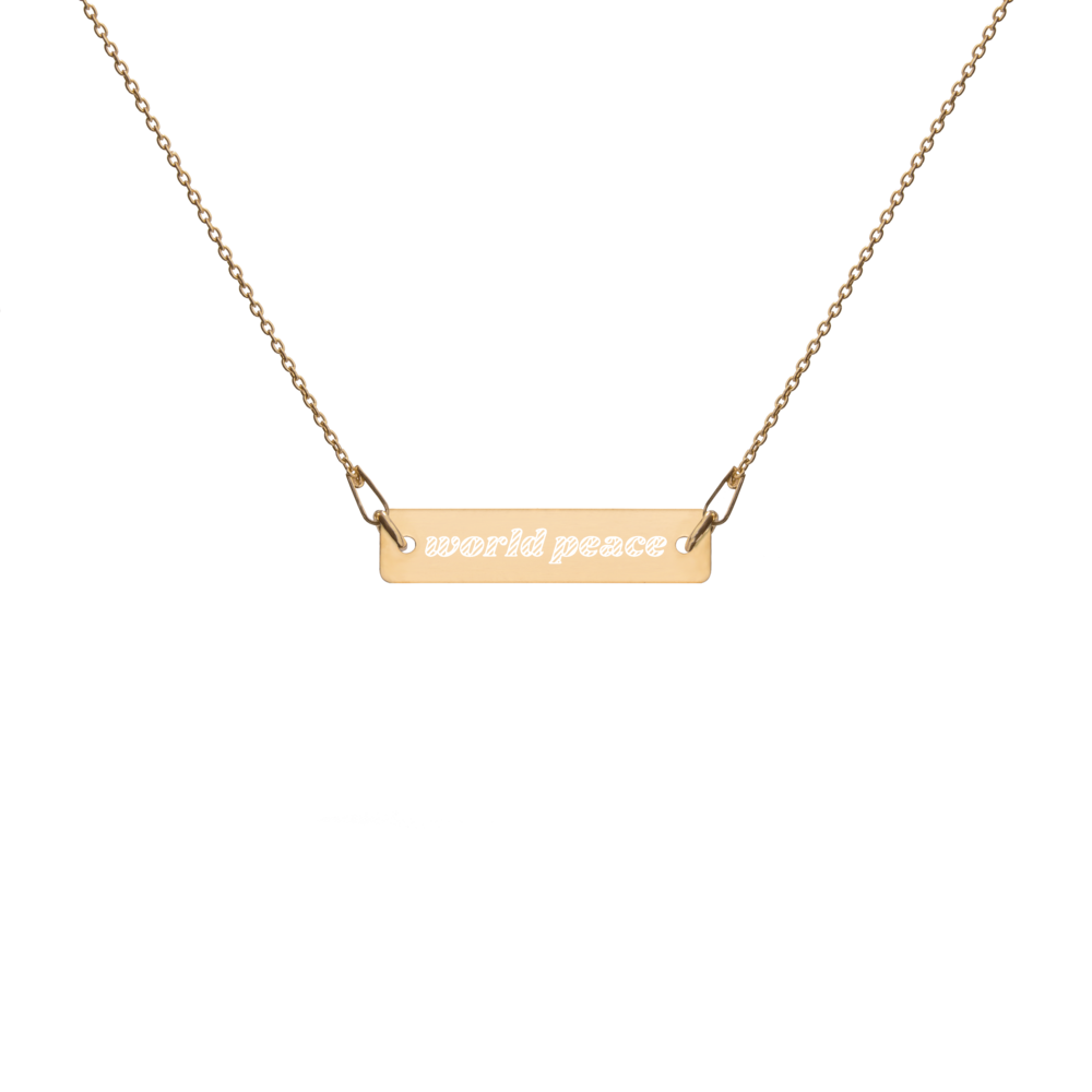 Engraved Silver Bar Chain Necklace