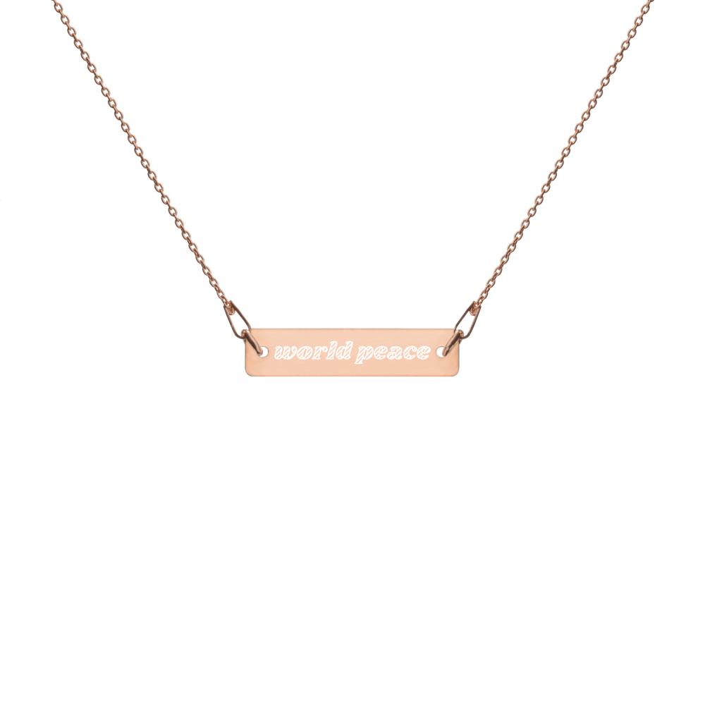 Engraved Silver Bar Chain Necklace