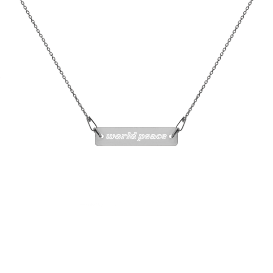 Engraved Silver Bar Chain Necklace
