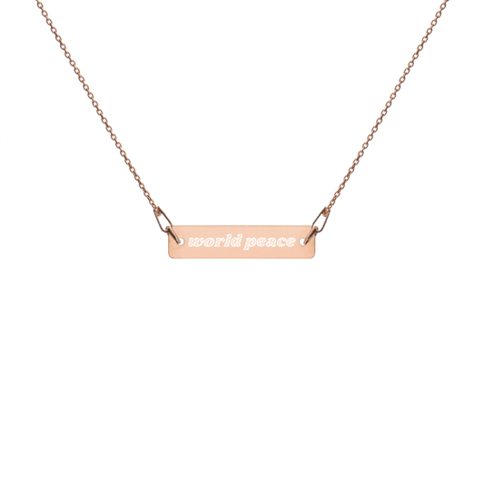 Engraved Silver Bar Chain Necklace